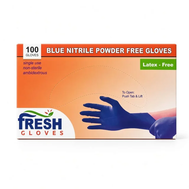 دستکش نیتریل آبی برند وارداتی Fresh سایز M